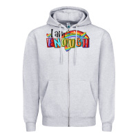 Heather Grey i am enough lgbt Zipper Hoodie - MaliasSmallBusiness