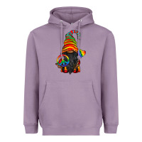 Lavender LGBTQ+ Pride Gnome With Candy Heavyweight Hoodie - BundleAndBundleShop
