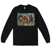 Black bucking bronco rodeo revolver western background Long Sleeve Tee - AdoDesignShop