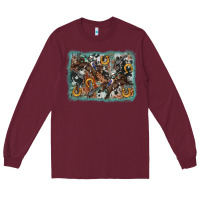 Bucking Bronco Rodeo Revolver Western Background Long Sleeve Tee | Teevron