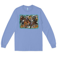 Colony Blue bucking bronco rodeo revolver western background Long Sleeve Tee - AdoDesignShop