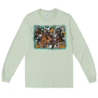 Matcha bucking bronco rodeo revolver western background Long Sleeve Tee - AdoDesignShop