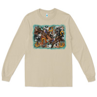 Mushroom bucking bronco rodeo revolver western background Long Sleeve Tee - AdoDesignShop
