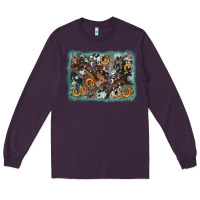 Plum bucking bronco rodeo revolver western background Long Sleeve Tee - AdoDesignShop