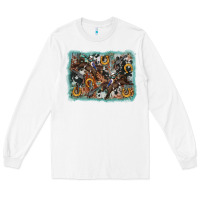 White bucking bronco rodeo revolver western background Long Sleeve Tee - AdoDesignShop