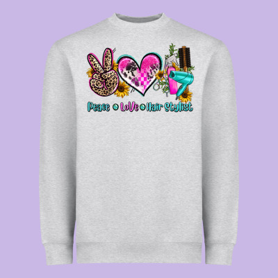 Peace Love Hair Stylist Heavyweight Sweatshirt Designed By Adodesignshop