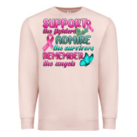 Pale Pink Support The Lighters Admire The Survivors Remember The Angels Premium Sweatshirt - BundleAndBundleShop