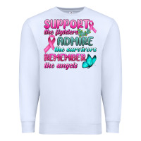White Support The Lighters Admire The Survivors Remember The Angels Premium Sweatshirt - BundleAndBundleShop