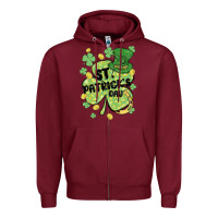 Burgundy st. patrick's day shamrock Zipper Hoodie - MaliasSmallBusiness