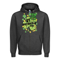 Charcoal Heather st. patrick's day shamrock Zipper Hoodie - MaliasSmallBusiness