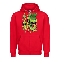 Red st. patrick's day shamrock Zipper Hoodie - MaliasSmallBusiness
