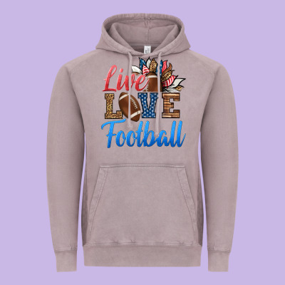Live Love American Football Vintage Hoodie Designed By Hra Design Shop