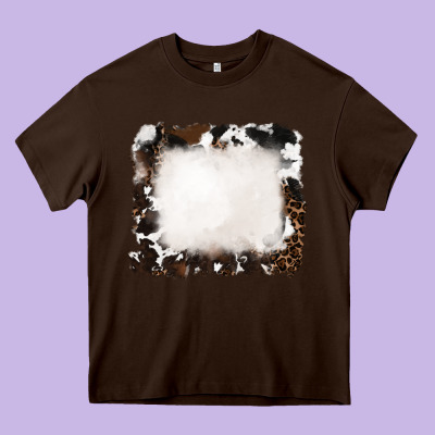 Heavy Core Tee cowhide and leopard background