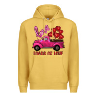 Antique Gold valentine's day loads of love turck with balloons Premium Hoodie - RanaPortraitStore