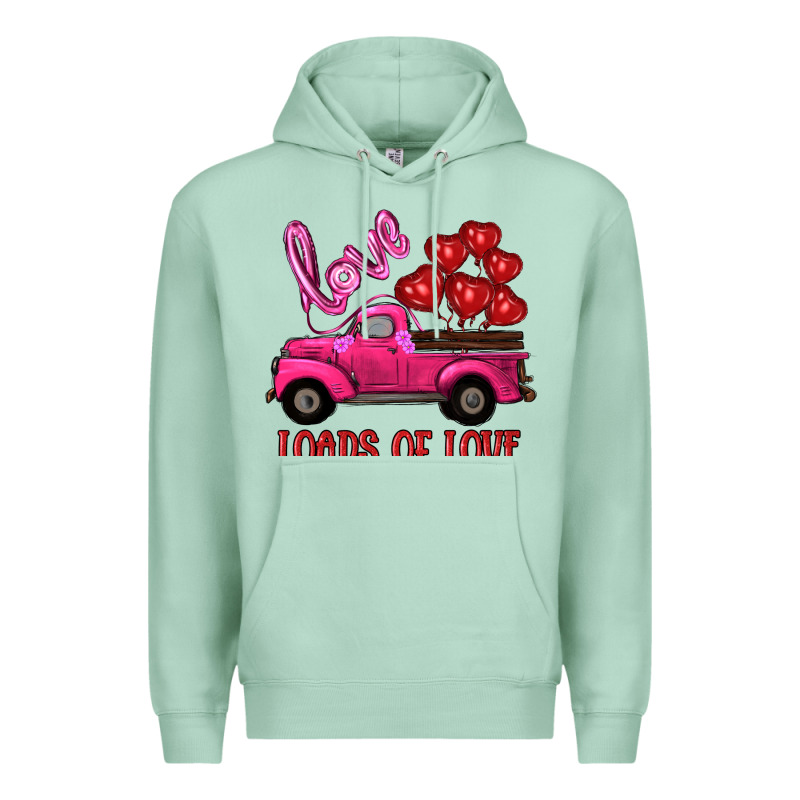 Valentine's Day Loads Of Love Turck With Balloons Premium Hoodie by RanaPortraitStore | Teevron