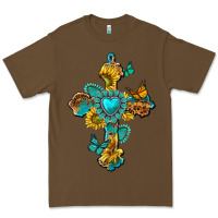 Cacao western cross with gemstone and sunflowers Premium Tee - texasbilliewilder