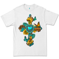 White western cross with gemstone and sunflowers Premium Tee - texasbilliewilder