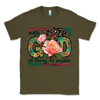Army Green With god all things are possible leopard frame Classic Tee - LillyAllenDesigns