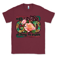 Burgundy With god all things are possible leopard frame Classic Tee - LillyAllenDesigns