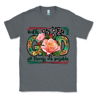 Charcoal Heather With god all things are possible leopard frame Classic Tee - LillyAllenDesigns