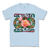 Dusty Blue With god all things are possible leopard frame Classic Tee - LillyAllenDesigns