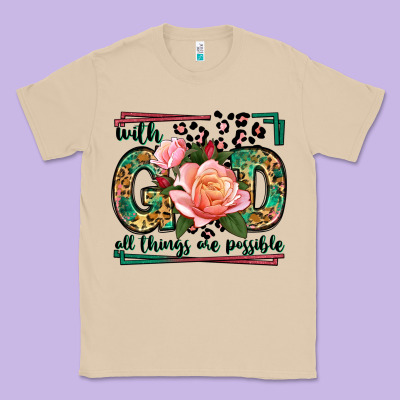 With God All Things Are Possible Leopard Frame Classic Tee Designed By Lillyallendesigns