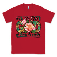 Red With god all things are possible leopard frame Classic Tee - LillyAllenDesigns