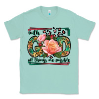 Seafoam With god all things are possible leopard frame Classic Tee - LillyAllenDesigns