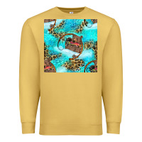 Antique Gold Mama Bear Hunting Fish With Leopard Seamless Pattern Premium Sweatshirt - BundleAndBundleShop