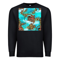 Black Mama Bear Hunting Fish With Leopard Seamless Pattern Premium Sweatshirt - BundleAndBundleShop
