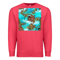Cardinal Mama Bear Hunting Fish With Leopard Seamless Pattern Premium Sweatshirt - BundleAndBundleShop