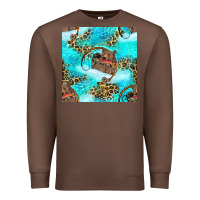 Chestnut Mama Bear Hunting Fish With Leopard Seamless Pattern Premium Sweatshirt - BundleAndBundleShop