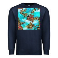 Navy Mama Bear Hunting Fish With Leopard Seamless Pattern Premium Sweatshirt - BundleAndBundleShop