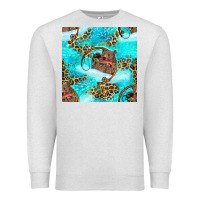 Oatmeal Heather Mama Bear Hunting Fish With Leopard Seamless Pattern Premium Sweatshirt - BundleAndBundleShop