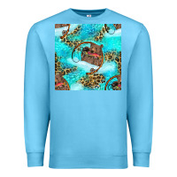 Ocean Blue Mama Bear Hunting Fish With Leopard Seamless Pattern Premium Sweatshirt - BundleAndBundleShop