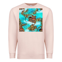 Pale Pink Mama Bear Hunting Fish With Leopard Seamless Pattern Premium Sweatshirt - BundleAndBundleShop