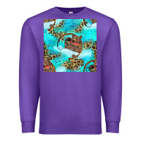 Purple Mama Bear Hunting Fish With Leopard Seamless Pattern Premium Sweatshirt - BundleAndBundleShop