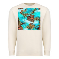 Sandshell Mama Bear Hunting Fish With Leopard Seamless Pattern Premium Sweatshirt - BundleAndBundleShop