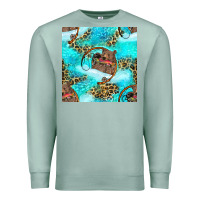 Seafoam Mama Bear Hunting Fish With Leopard Seamless Pattern Premium Sweatshirt - BundleAndBundleShop