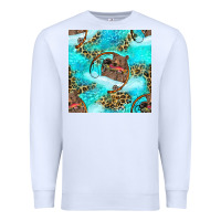 White Mama Bear Hunting Fish With Leopard Seamless Pattern Premium Sweatshirt - BundleAndBundleShop