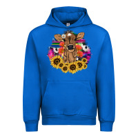 Cobalt Baby Cow flower Urban Hoodie - HowdyJamesFarm
