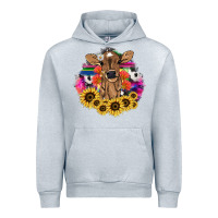Heather Grey Baby Cow flower Urban Hoodie - HowdyJamesFarm