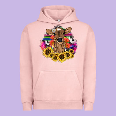 Baby Cow Flower Urban Hoodie Designed By Howdyjamesfarm