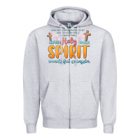 Heather Grey holy spirit wonderful counselor Zipper Hoodie - MaliasSmallBusiness