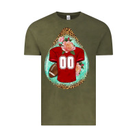 Vintage Olive american football and western roses teardrop Vintage Tee - BundleAndBundleShop