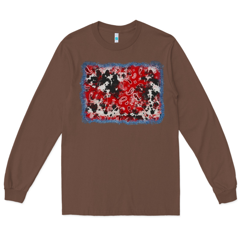Bandana Cowhide Denim Background Long Sleeve Tee by AdoDesignShop | Teevron