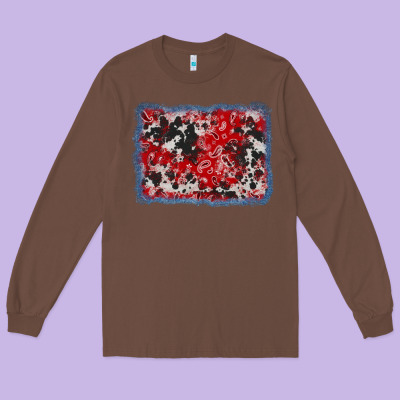 Bandana Cowhide Denim Background Long Sleeve Tee Designed By Adodesignshop