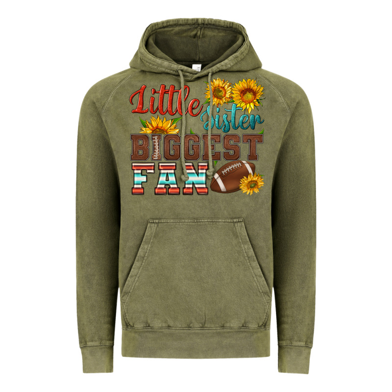 Little Sister Biggest Fan American Football Vintage Hoodie by HRA Design Shop | Teevron