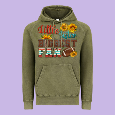 Little Sister Biggest Fan American Football Vintage Hoodie Designed By Hra Design Shop