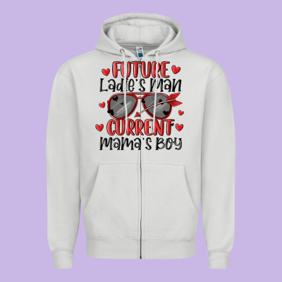 Future Ladies Man Current Mamas Boy Zipper Hoodie Designed By Maliassmallbusiness